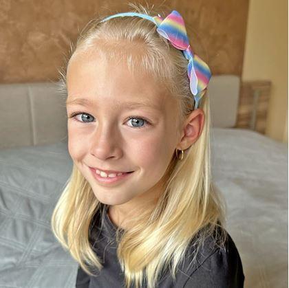 Obrázek z Třpytivá čelenka s mašlí - duhová