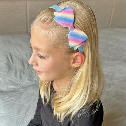 Obrázek z Třpytivá čelenka s mašlí - duhová