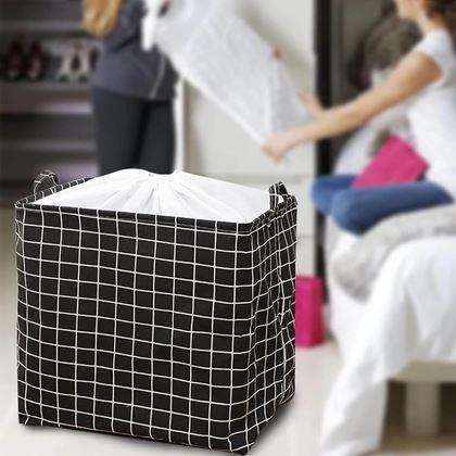 Obrázek z Úložný koš na textil se stahovací šňůrkou - kostky