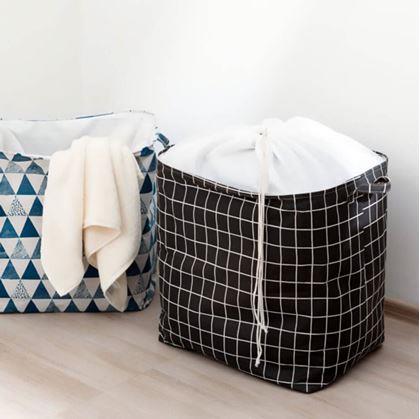 Obrázek z Úložný koš na textil se stahovací šňůrkou - kostky
