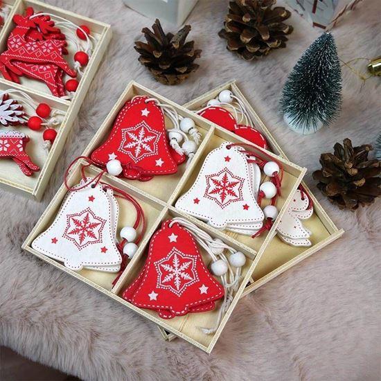 Obrázek z Sada dřevěných ozdob 12 ks - zvonečky