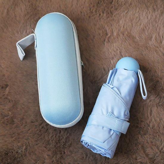 Obrázek z Mini skládací deštník s pouzdrem - modrý