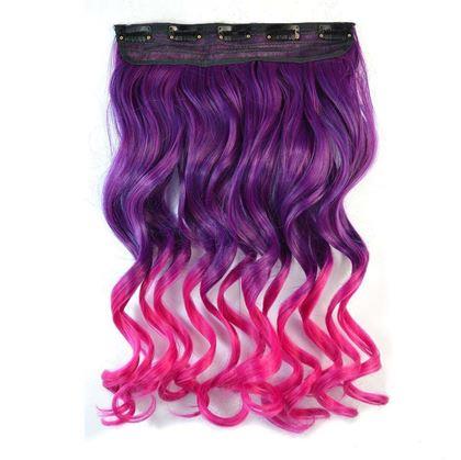 Obrázek z Clip in pás pro barevné podbarvení vlasů - fialovo-růžový