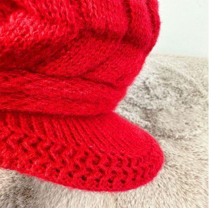 Obrázek z Zateplený baret s kožíškem - červený