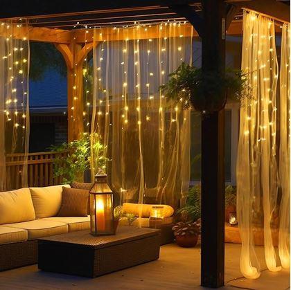 Obrázek z Solární LED závěs - 10 pramenů × 1 m  - teplá bílá