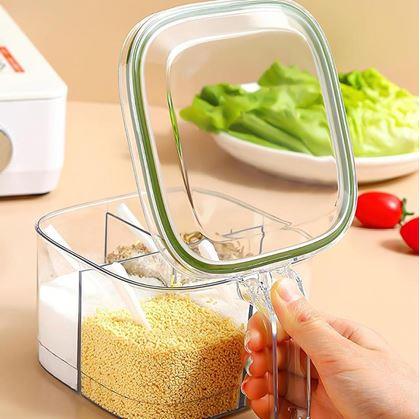 Obrázek z Dělená dóza s úchytkou - 4 přihrádky, 4 lžičky