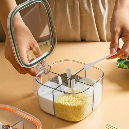 Obrázek Dělená dóza s úchytkou - 4 přihrádky, 4 lžičky