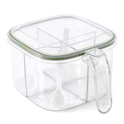 Obrázek z Dělená dóza s úchytkou - 4 přihrádky, 4 lžičky