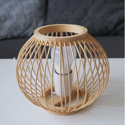Obrázek z Bambusová stolní lampa s LED žárovkou, teplá bílá 
