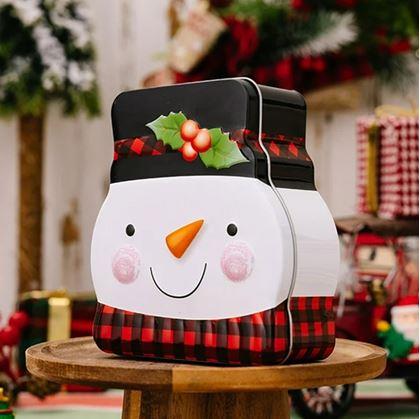 Obrázek z Plechová krabička na vánoční cukroví - sněhulák