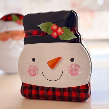 Obrázek z Plechová krabička na vánoční cukroví - sněhulák