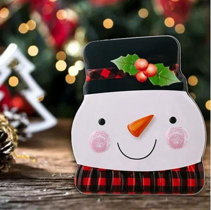 Obrázek z Plechová krabička na vánoční cukroví - sněhulák