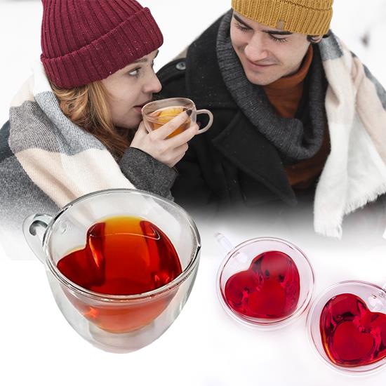 Obrázek z Skleněný hrnek s dvojitou stěnou - srdíčko