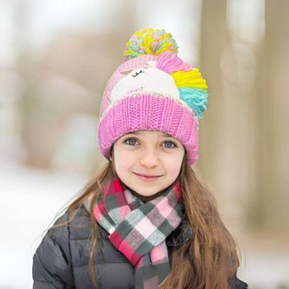 Obrázek Dětská zimní sada čepice a rukavic s jednorožcem