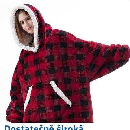 Obrázek z Hřejivá mikinová deka - kostkovaná