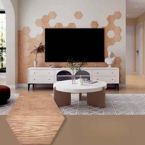 Obrázek z 10 ks samolepicích panelů hexagon - světlé dřevo