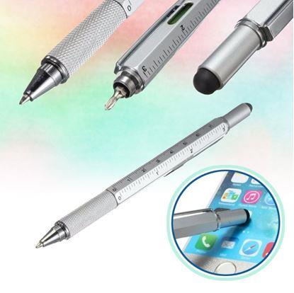 Obrázek Víceúčelové pero 6v1: propiska, stylus, pravítko, vodováha, 2x šroubovák