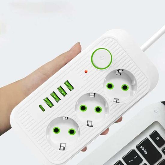 Obrázek z Prodlužovačka se 3 zásuvkami a USB porty