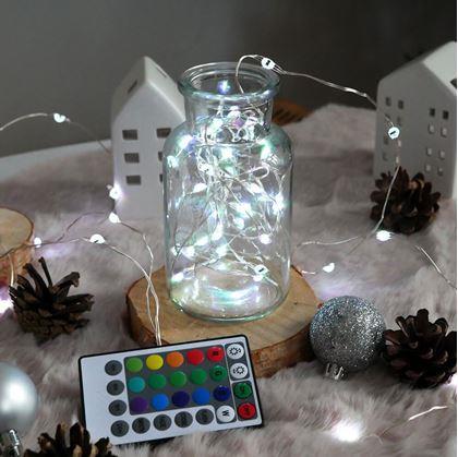 Obrázek z Světelný řetěz s dálkovým ovladačem, barevné/teplé/studené světlo, 5 m