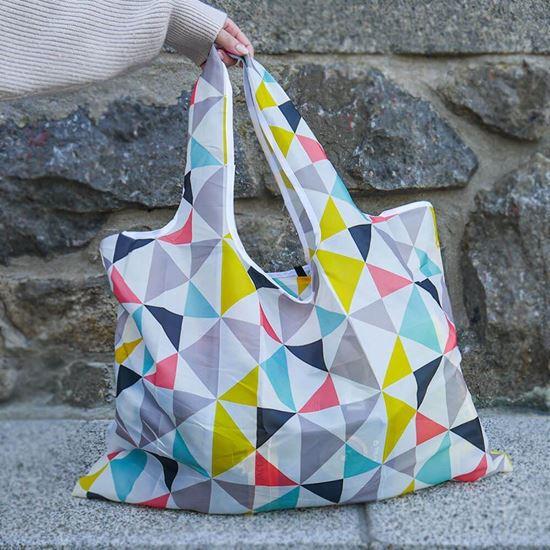 Obrázek z Velká skládací nákupní taška - trojúhelníky