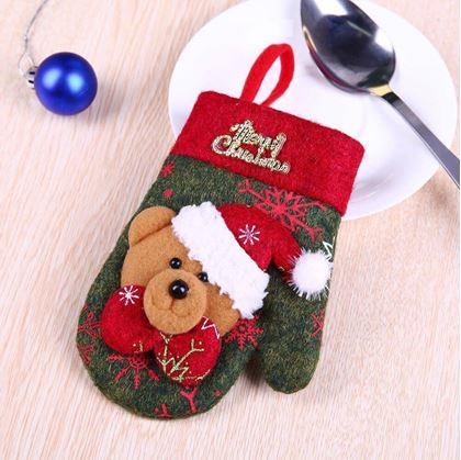 Obrázek z Vánoční pouzdro na příbory chňapka - medvídek