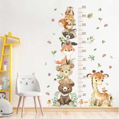Obrázek z Dětský nalepovací metr na zeď - zvířátka