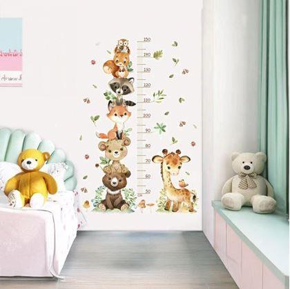 Obrázek z Dětský nalepovací metr na zeď - zvířátka