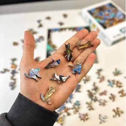 Obrázek z Dřevěné kočičí puzzle - mourovatá kočka