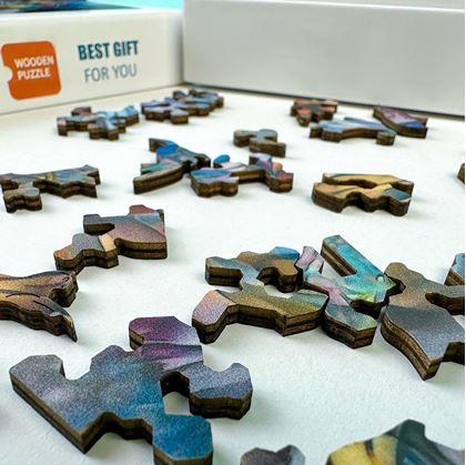 Obrázek z Dřevěné kočičí puzzle - mourovatá kočka