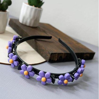 Obrázek z Dětská čelenka se sponkami - pomněnka