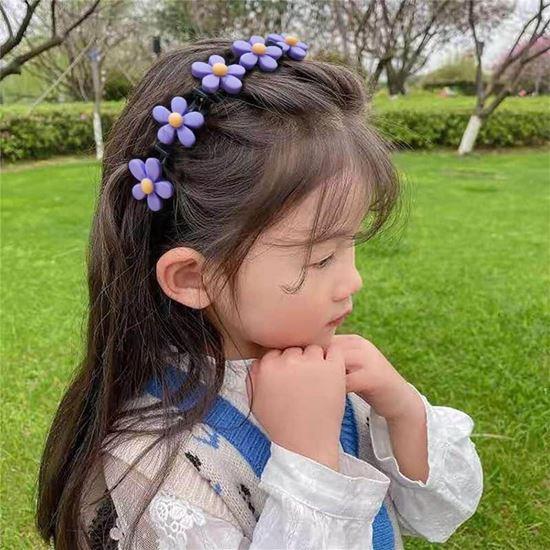 Obrázek z Dětská čelenka se sponkami - pomněnka