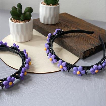 Obrázek z Dětská čelenka se sponkami - pomněnka