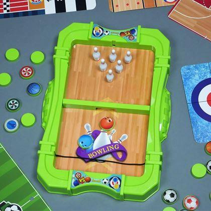 Obrázek z Sada sportovních stolních her 6v1 - fotbal, basketbal, curling, závody, kuželky, bowling