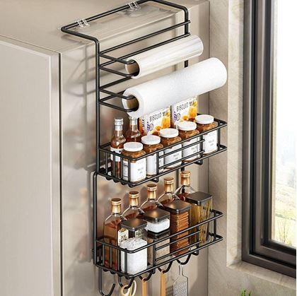 Obrázek z Kovový organizér na lednici černý