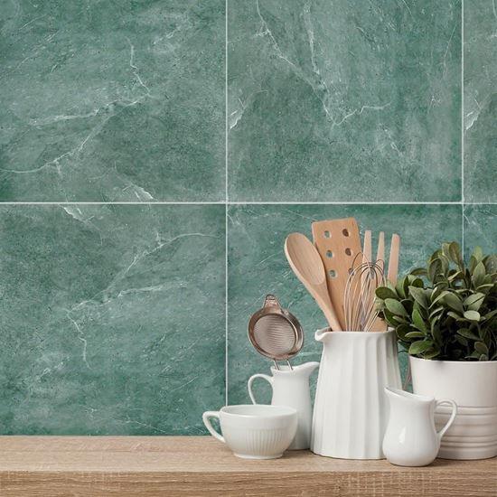Obrázek z PVC samolepicí podlahové čtverce 30x30 cm - modro šedý mramor