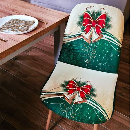 Obrázek z Potah na židli s vánočním motivem - zelenozlatá vánoční elegance