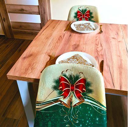 Obrázek z Potah na židli s vánočním motivem - zelenozlatá vánoční elegance