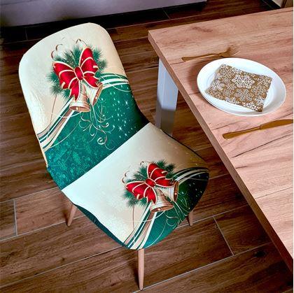 Obrázek z Potah na židli s vánočním motivem - zelenozlatá vánoční elegance