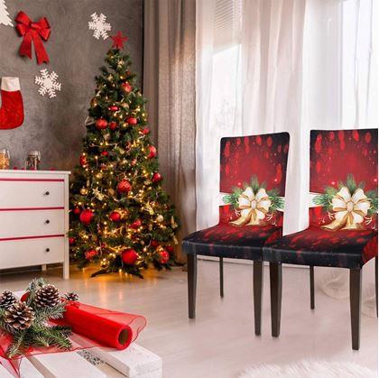 Obrázek z Potah na židli s vánočním motivem - červená vánoční elegance