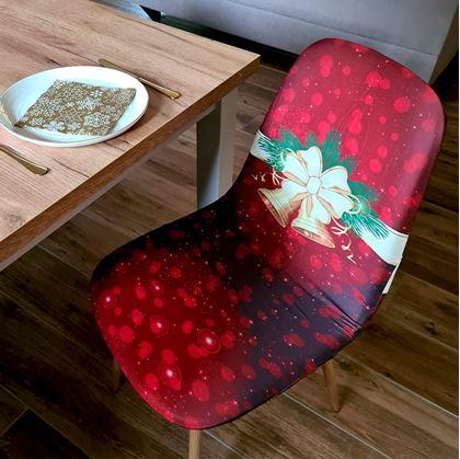 Obrázek z Potah na židli s vánočním motivem - červená vánoční elegance