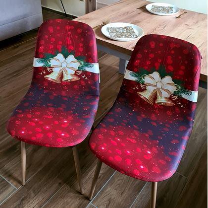 Obrázek z Potah na židli s vánočním motivem - červená vánoční elegance