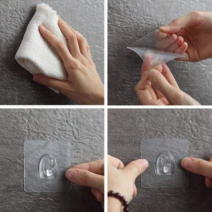 Obrázek z 10 ks přilnavých háčků bez vrtání 