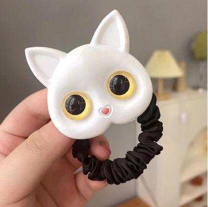 Obrázek z Gumička do vlasů s kočičkou - bílá