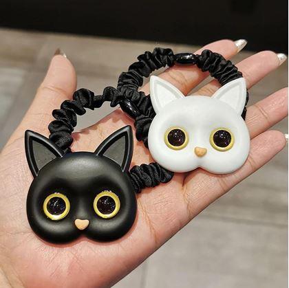 Obrázek z Gumička do vlasů s kočičkou - bílá