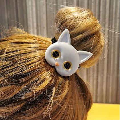 Obrázek z Gumička do vlasů s kočičkou - bílá