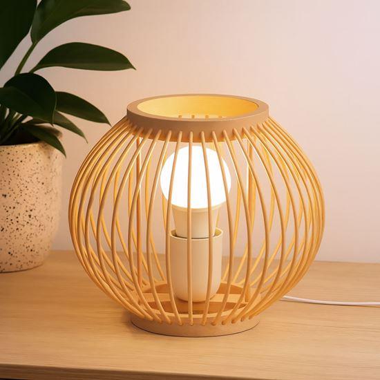 Obrázek z Bambusová stolní lampa s LED žárovkou, teplá bílá 