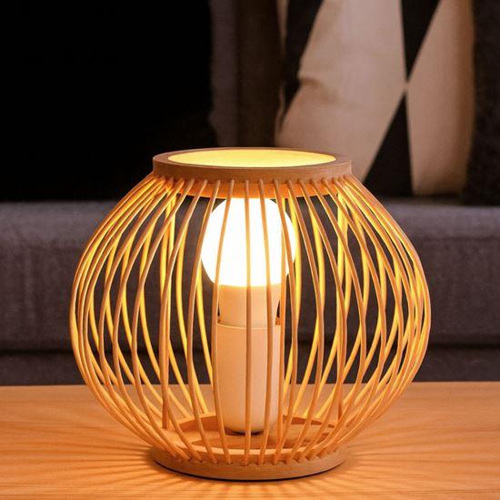 Obrázek z Bambusová stolní lampa s LED žárovkou, teplá bílá 