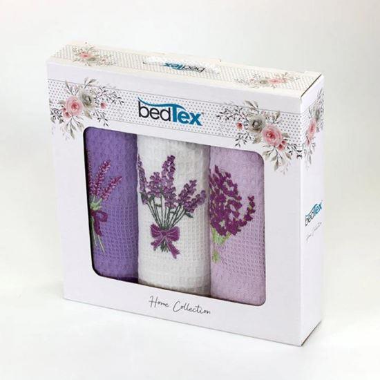 Obrázek z Dárková sada vaflových utěrek 3 ks - levandule