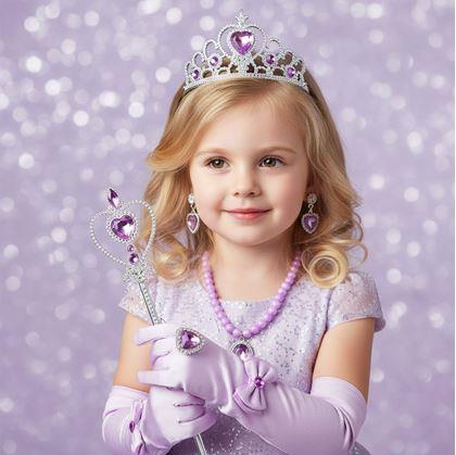 Obrázek z Sada doplňků pro princeznu 6 ks - fialová