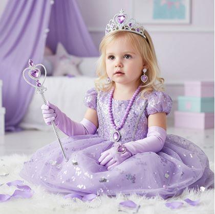 Obrázek z Sada doplňků pro princeznu 6 ks - fialová